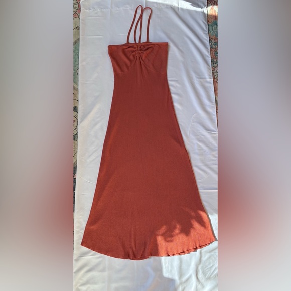 Terracotta Rusty Halter Maxi Dress - Picture 2 of 5